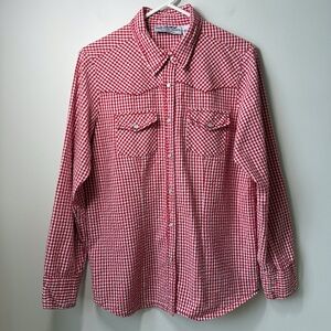 Back in the Saddle gingham pearl snap western rodeo stampede shirt red white